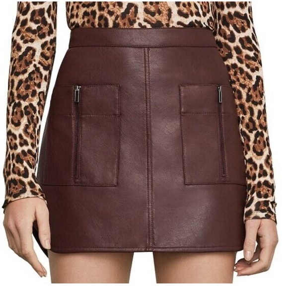 BCBGMaxAzria Dresses & Skirts - NWT BCBGmaxazria Burgundy Faux Leather Skirt